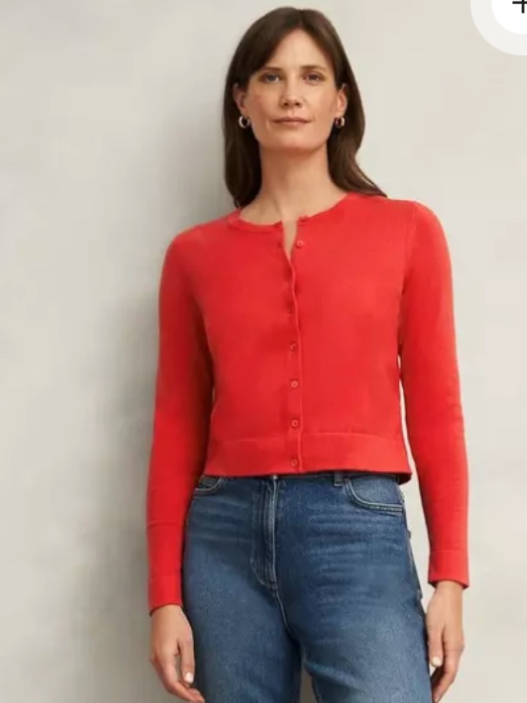 Hobbs London Michelle Cotton Blend Cardigan Sweater In Red
